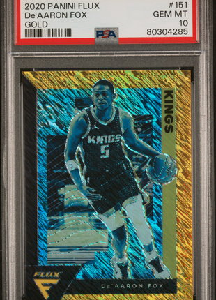 2020 Panini Flux De'aaron Fox #151 Gold PSA 10