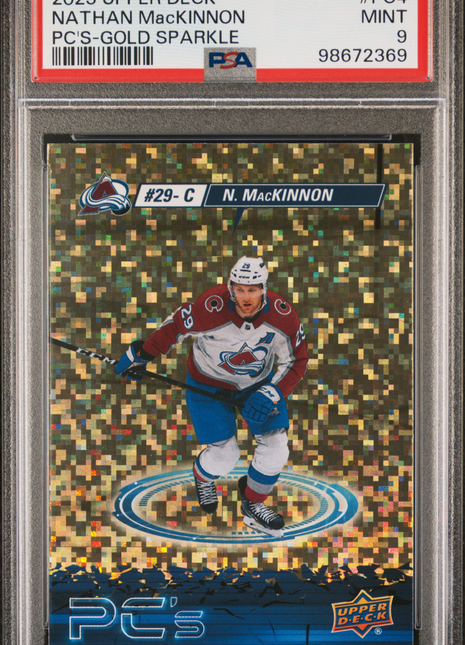 2023 Upper Deck Pc's Nathan Mackinnon #PC4 PSA 9 Gold Sparkle