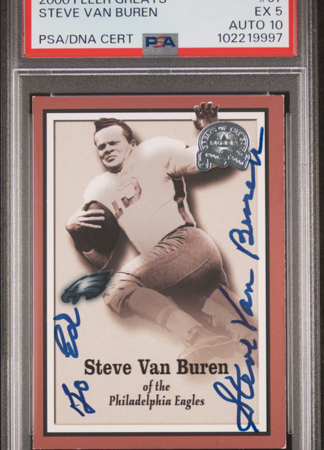 2000 Fleer Greats Of The Game Steve Van Buren #57 PSA 5 Auto 10