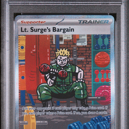 2025 Pokemon Mega Evolution LT. Surge's Bargain Sir PSA 10 #185