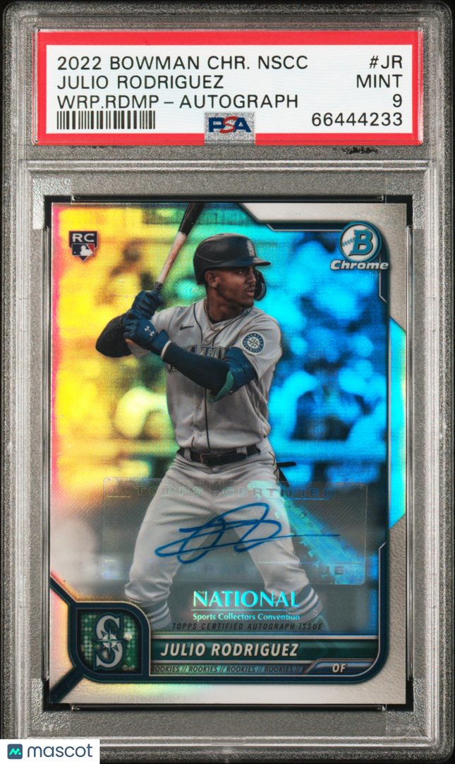 2022 Bowman Chrome Nscc Wrapper Redemption Julio Rodriguez /50 PSA 9 Auto