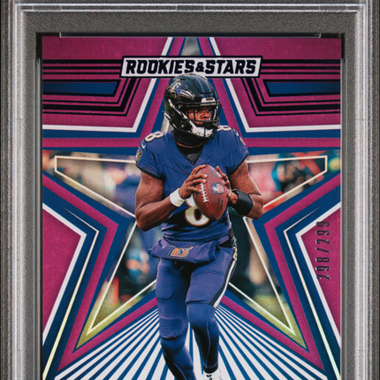2024 Panini Rookies & Stars Lamar Jackson #10 Purple 298/299 PSA 10