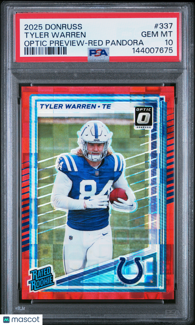 2025 Panini Donruss Tyler Warren #337 Optic Preview Red Pandora PSA 10