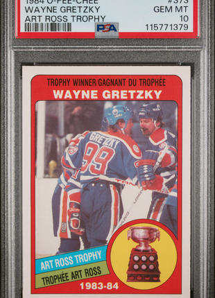 1984 O-Pee-Chee Wayne Gretzky #373 Art Ross Trophy PSA 10