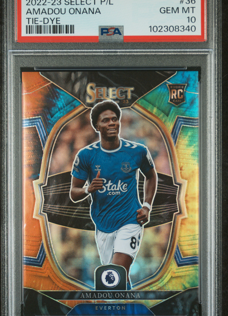 2022-23 Panini Select Premier League Amadou Onana #36 Tie Dye PSA 10