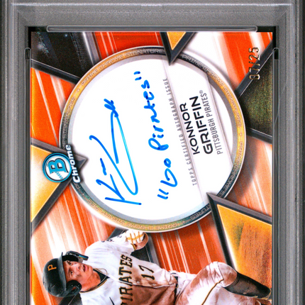 2025 Bowman Chrome Prime Chrome Konnor Griffin Orange Refractor Auto  /25 PSA 10