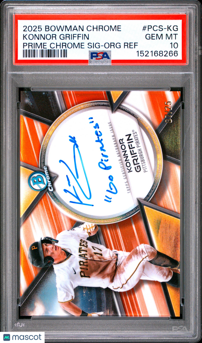 2025 Bowman Chrome Prime Chrome Konnor Griffin Orange Refractor Auto  /25 PSA 10