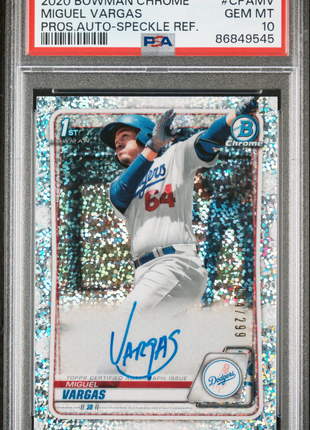 2020 Bowman Chrome Miguel Vargas #CPAMV Auto Speckle Refractor PSA 10 /299