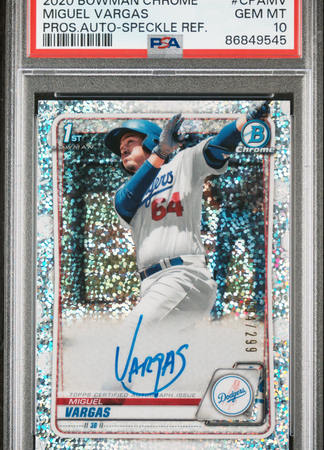 2020 Bowman Chrome Miguel Vargas #CPAMV Auto Speckle Refractor PSA 10 /299