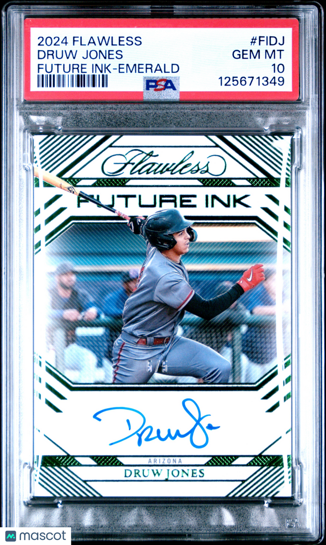 2024 Panini Flawless Future Ink Druw Jones #FIDJ Emerald PSA 10 auto /5