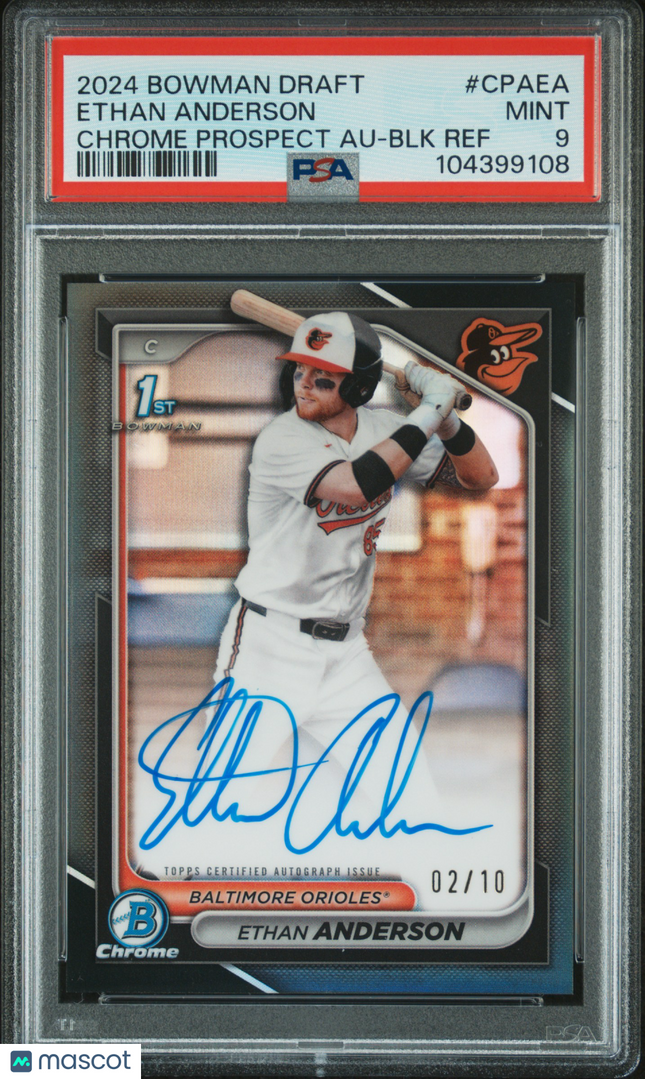 2024 Bowman Draft Chrome Auto Ethan Anderson #CPAEA Black Refractor 02/10 PSA 9