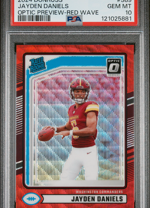 2024 Panini Donruss Jayden Daniels #389 Optic Preview Red Wave PSA 10