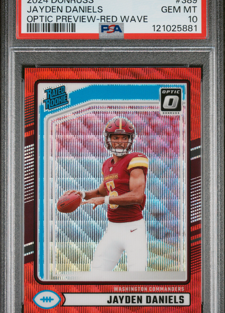 2024 Panini Donruss Jayden Daniels #389 Optic Preview Red Wave PSA 10