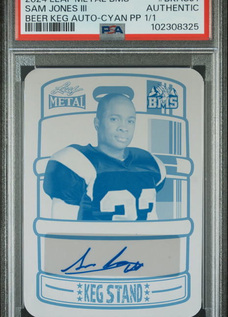 2024 Leaf Metal Blue Mountain State Beer Keg Auto Sam Jones III #BKASJ1 PSA A