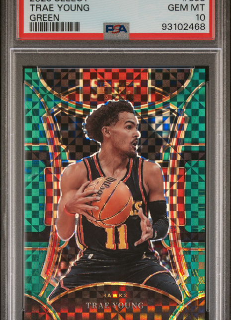 2023 Panini Select Trae Young #358 Green Prizm PSA 10