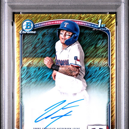 2025 Bowman Chrome Cody Freeman #CPACFR Gold Shimmer /50 PSA 10 Auto