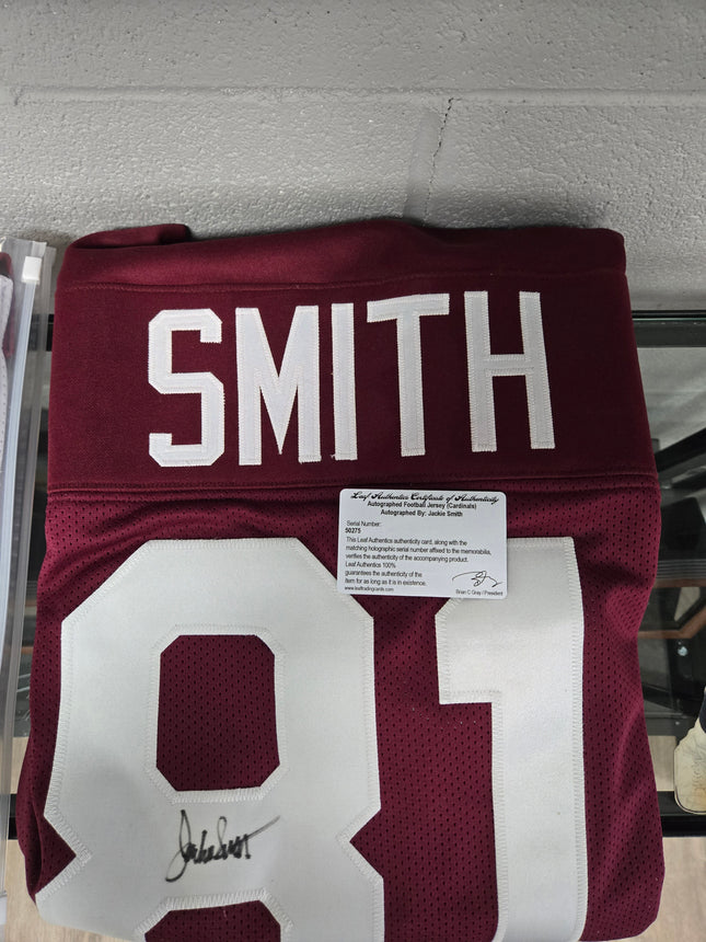MEM Jackie Smith St. Louis Signed Red Football Jersey HOF