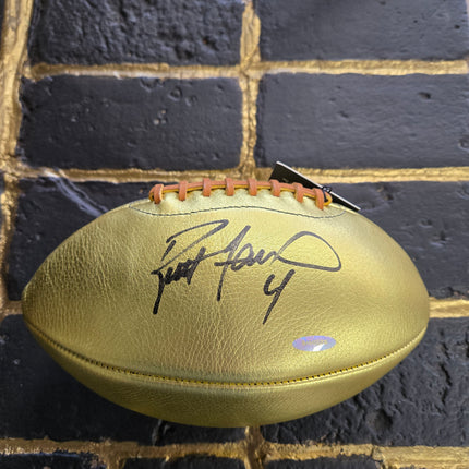 MEM Brett Favre Autographed Leatherhead Golden Goose Football Green Bay Packers UDA